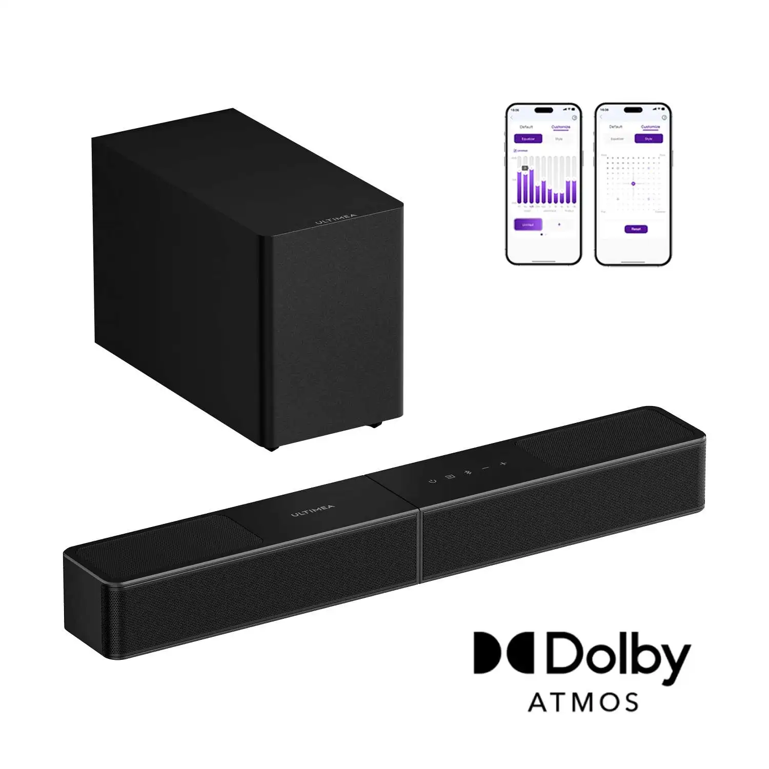 Barra de sonido ULTIMEA Poseidon M70 3.1.2CH con tecnología Dolby Atmos, subwoofer inalámbrico de 5,25 pulgadas, 2 altavoces con salida de