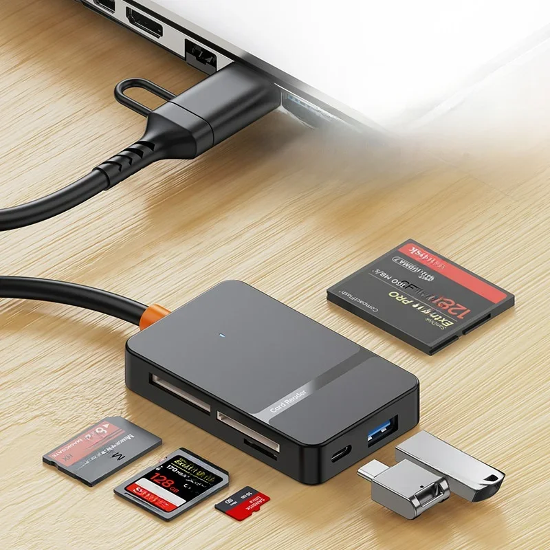 Czytnik kart USB C 8 w 1 Obsługa kart S SD/TF/CF/MS odczyt i zapis odczyt dysku U — zdjęcie 2