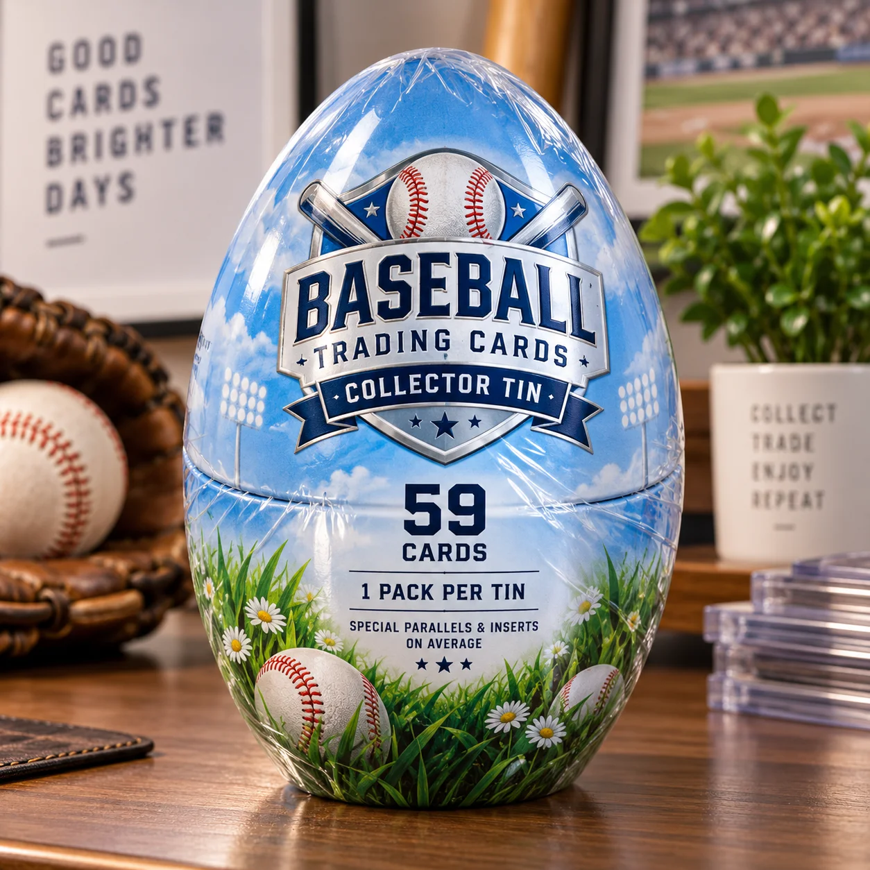 2025 Baseball Trading Cards Collector Tin 59 Cards Sports Collectible Pack with Parallels Inserts for Baseball Fans Collectors