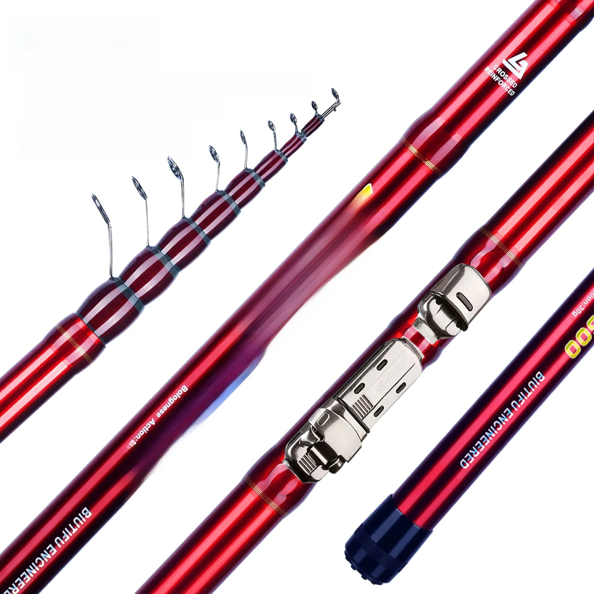 BIUTIFU Teleskopowa wędka Bolognese 4/4.5/5.0/6.0/6.5m T800Carbon Travel UltraLight 30g Spławik Pstrąg Spinning Cast Rock Pole — 2