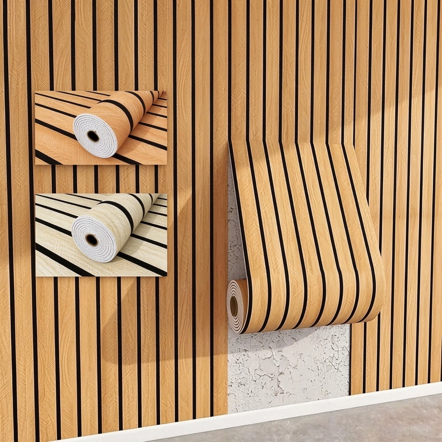 3D Faux Wood Slat Wall Panels Waterproof And Oil-Proof Wall Decor Ideal For Renovating Bedroom And Living Room Walls.