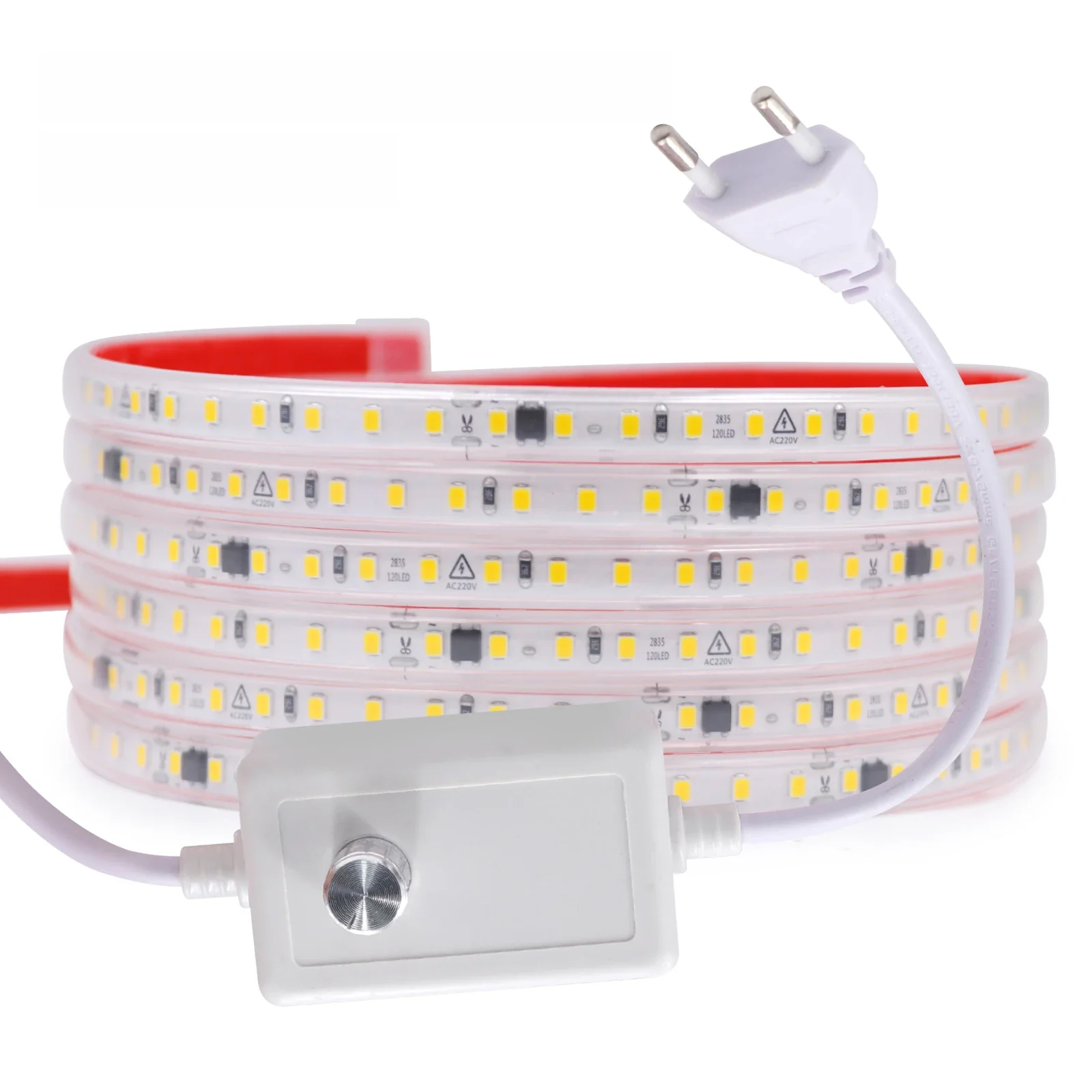 220V 230V 240V ruban adhésif variable 2835 bandes LED barre lumineuse 10CM découpable IP65 étanche 3000K 4000K 6500K corde de lampe blanche