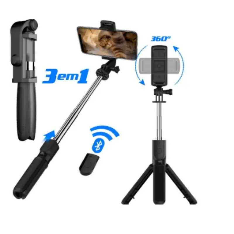 Bastão Pau De Selfie Monopé Retrátil บลูทูธ Suporte Tripé Para Celular