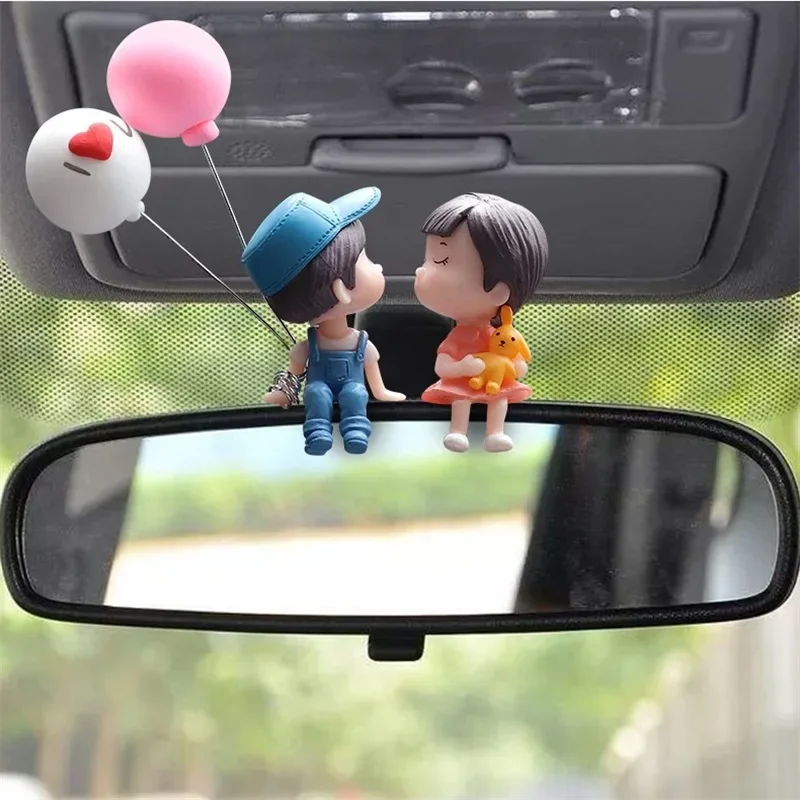 Accessoires de décoration de voiture pour Couples, dessin animé mignon, Figurines romantiques, ornement de ballon, accessoires de tableau de bord intérieur automobile, cadeaux