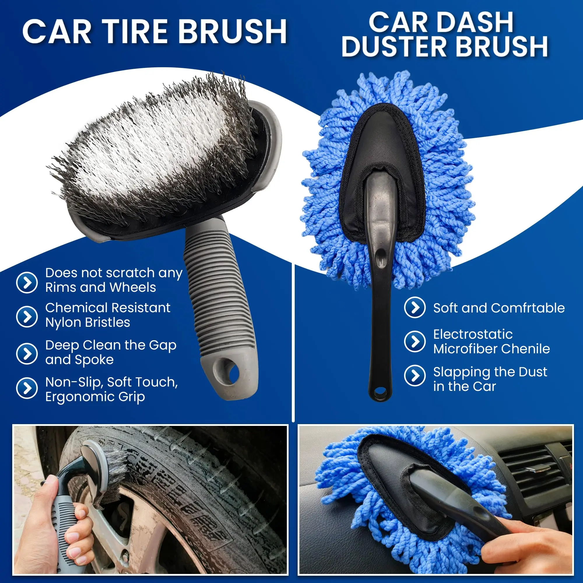 20/23Pcs Car Detailing Set Interior and Exterior Cleaner Professional Detailing Brush Kit Reusable Car Cleaning Brush Tools