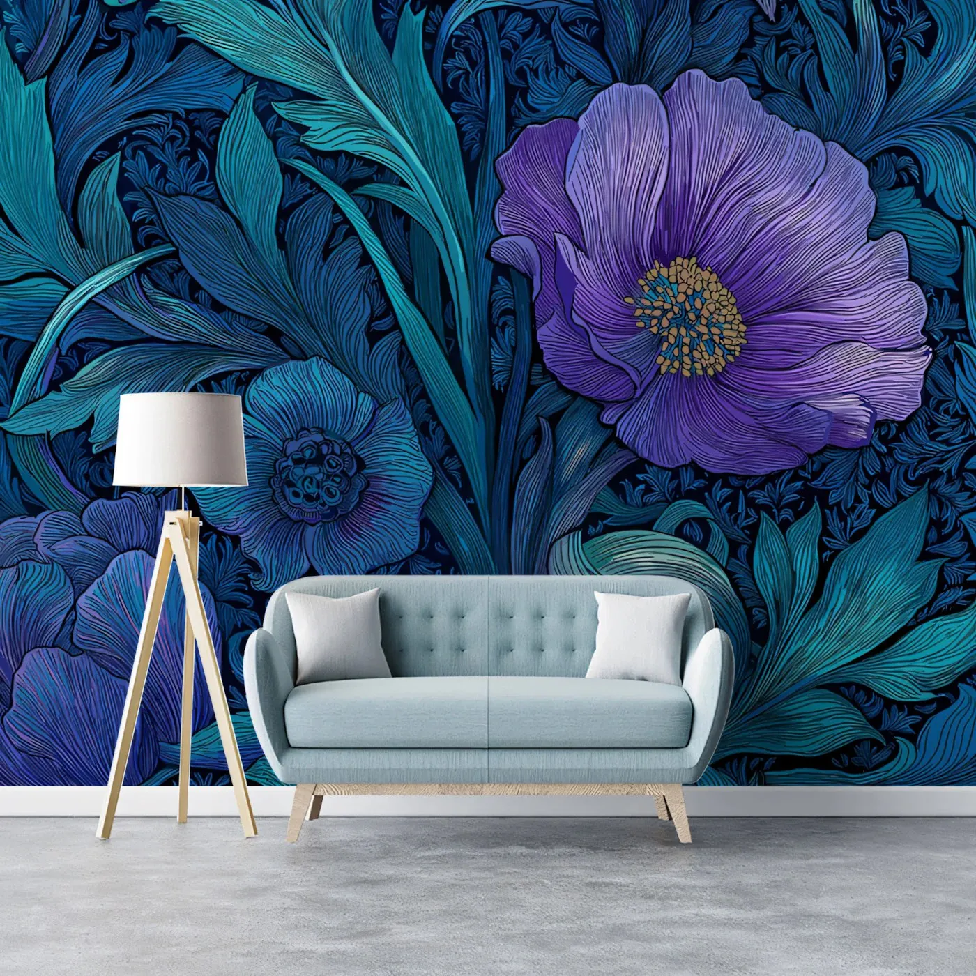 Floral Wallpaper Self Adhesive Wall Sticker for Bedroom