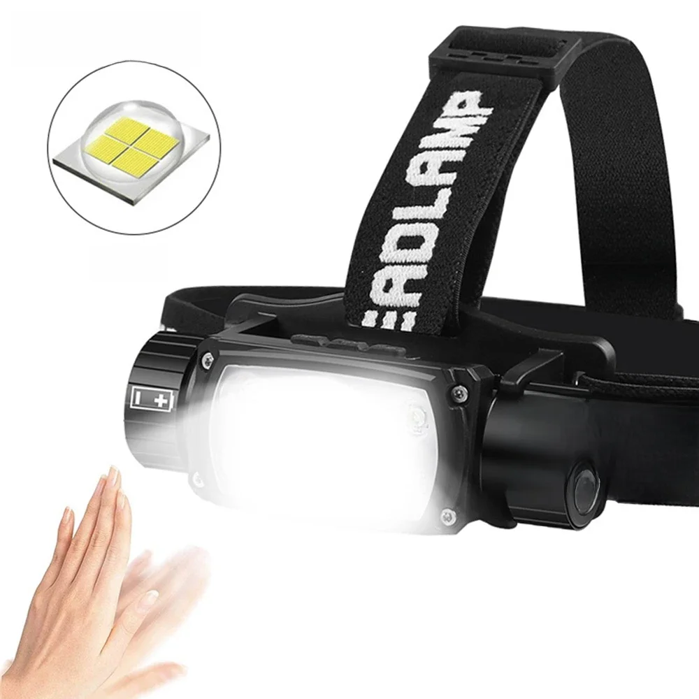 AliExpress cycle zone Headlamp USB Powerful LED Rechargeable 3 Modes Induction Headlight By 18650 Battery XHP50 Flashlight for Night Outdoors Camping