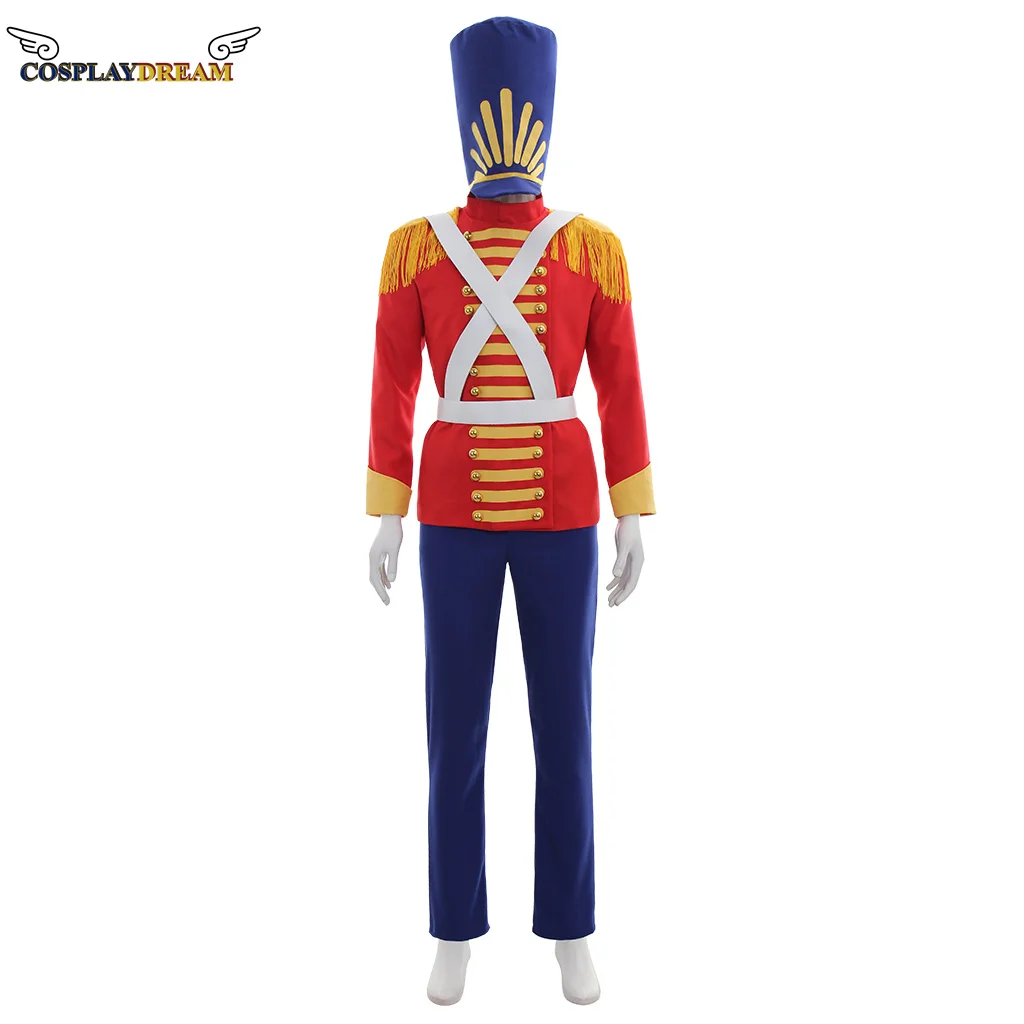 Christmas costumes Toy Soldier Nutcracker cosplay Soldier uniform suit top pants belt hat full set halloween party dress for men