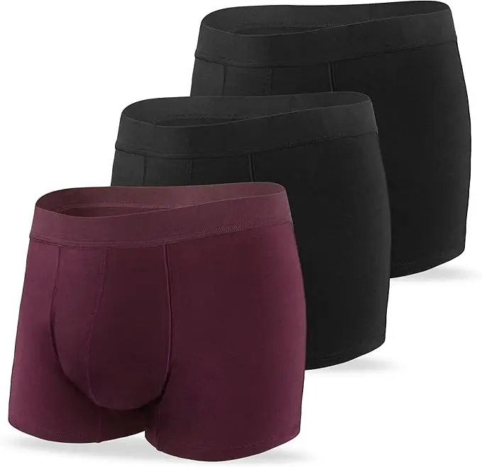 

Men's Burgundy Boxer Briefs Random 3-Pack | Ultra Soft Cotton Stretch | Breathable Comfort Underwear for Daily Wear