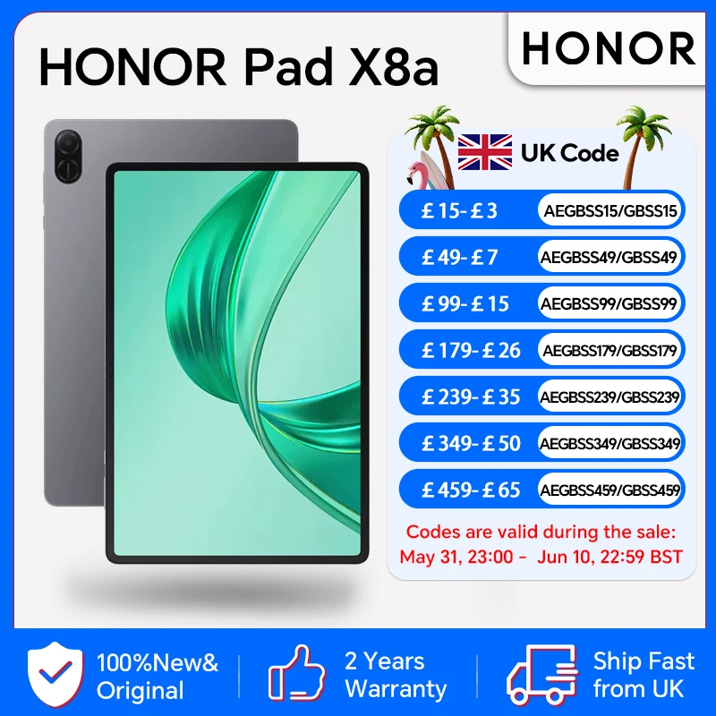 HONOR Pad X8a,EU Version,11-inch High Refresh Rate Eye Comfort Display,8300mAh Battery,Quad-speaker,HONOR WIFI Tablet