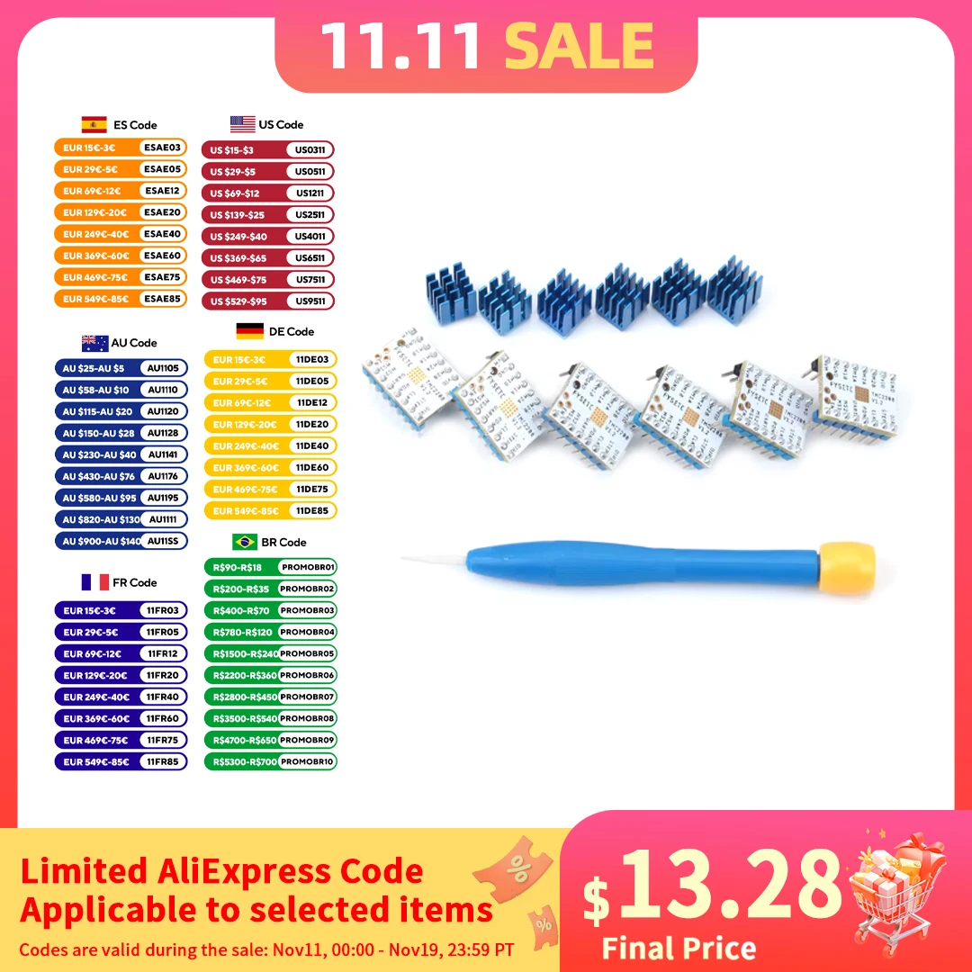 

5 шт., шаговые палочки для драйвера шагового двигателя FYSETC TMC2209 V4.0