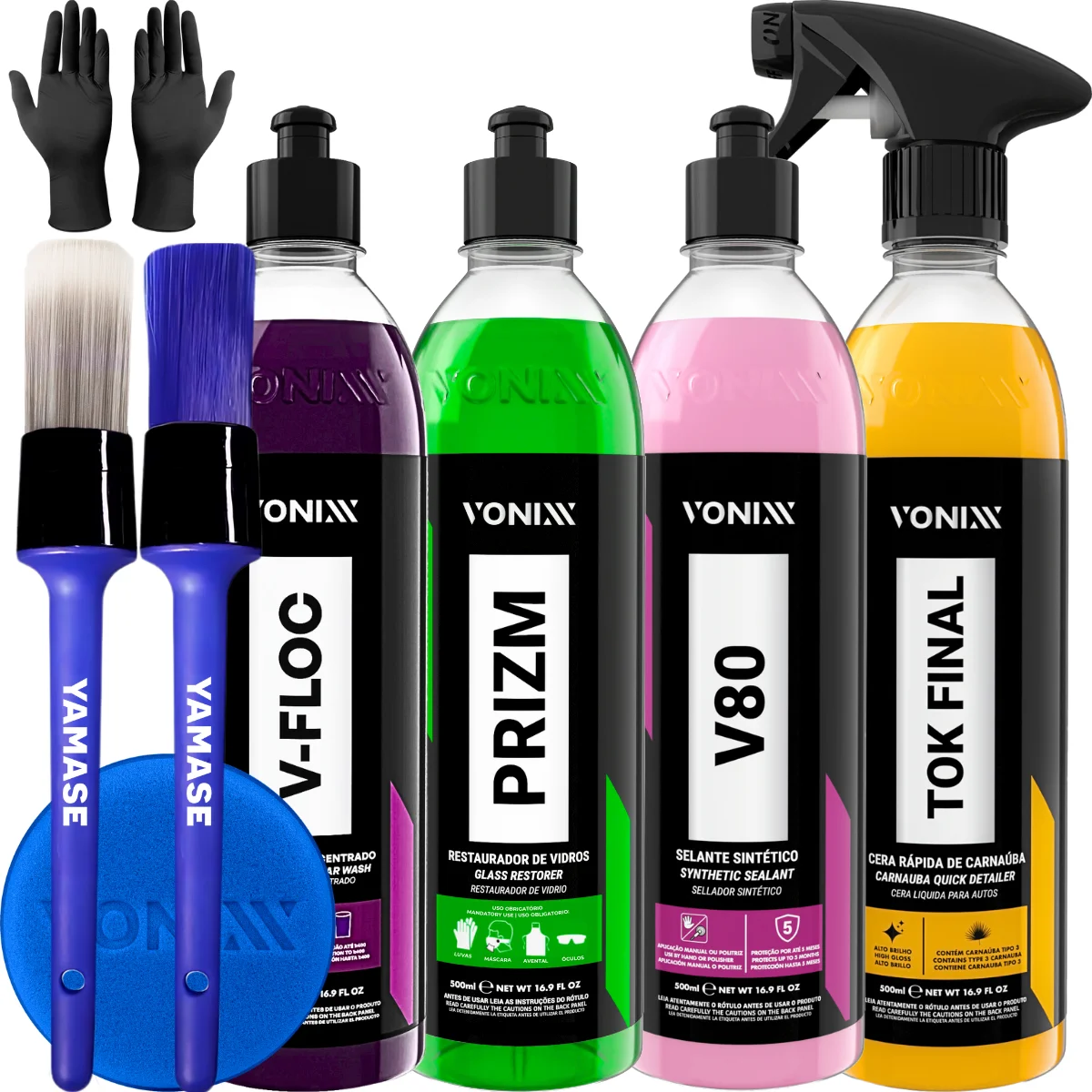 Kit Vonix Para Detalhamento Automotivo Prizm V-floc Tok Final V80 500 ml