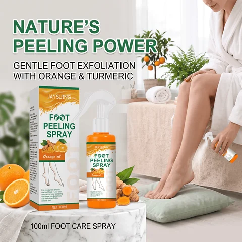 Orange Oil Turmeric Powder Foot Exfoliating Spray Dead Skin Calluses Odor Removal Moisturizing Softener Smooth Skin Feet Care Peeling Mist