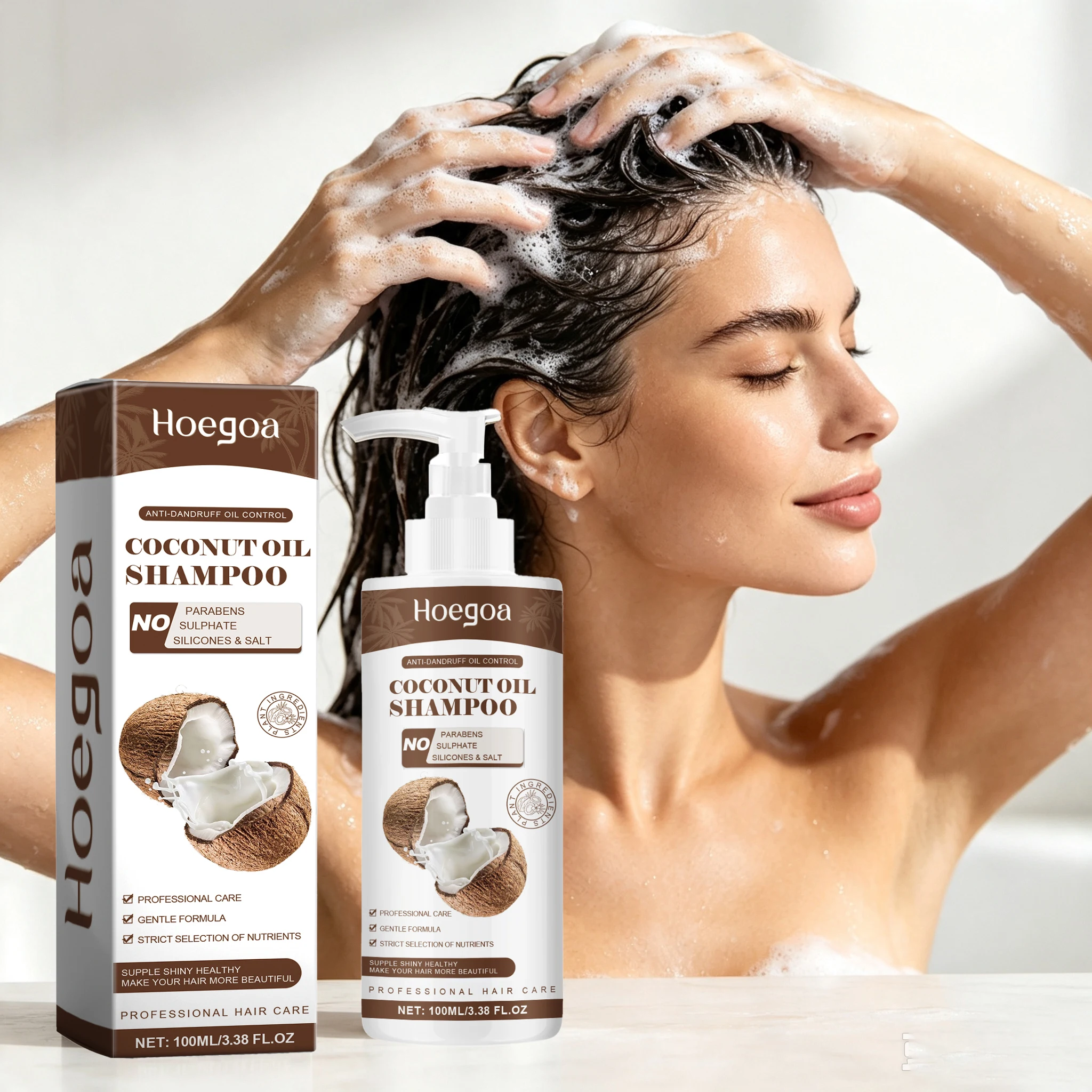 100ML Coconut Hair Shampoo Rich Nutrients Moisturizing Nourishing Scalps Improve Hair Texture Enhance Gloss Nourishing Scalp Smoothing Hair Shampoo Gel