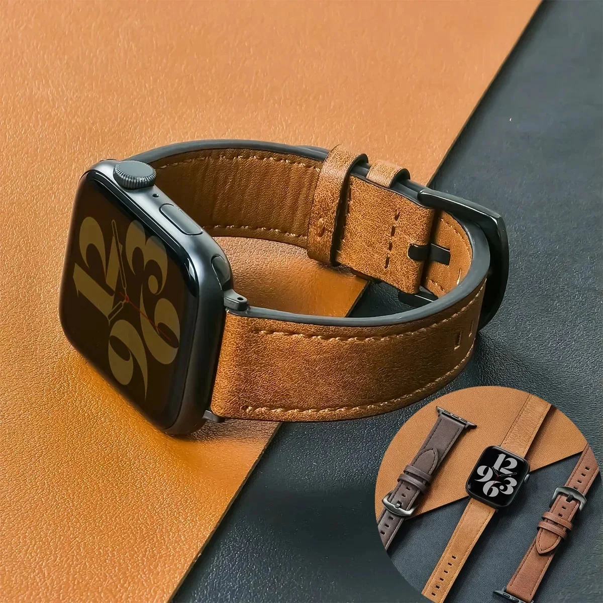 Pasek do zegarka ze skóry cielęcej do paska do zegarka Apple 49 mm 46 mm 45 42 40 mm 41 mm Bransoletka damska męska do zegarka iWatch serii 10 9 8 7 6 Se Band — 2
