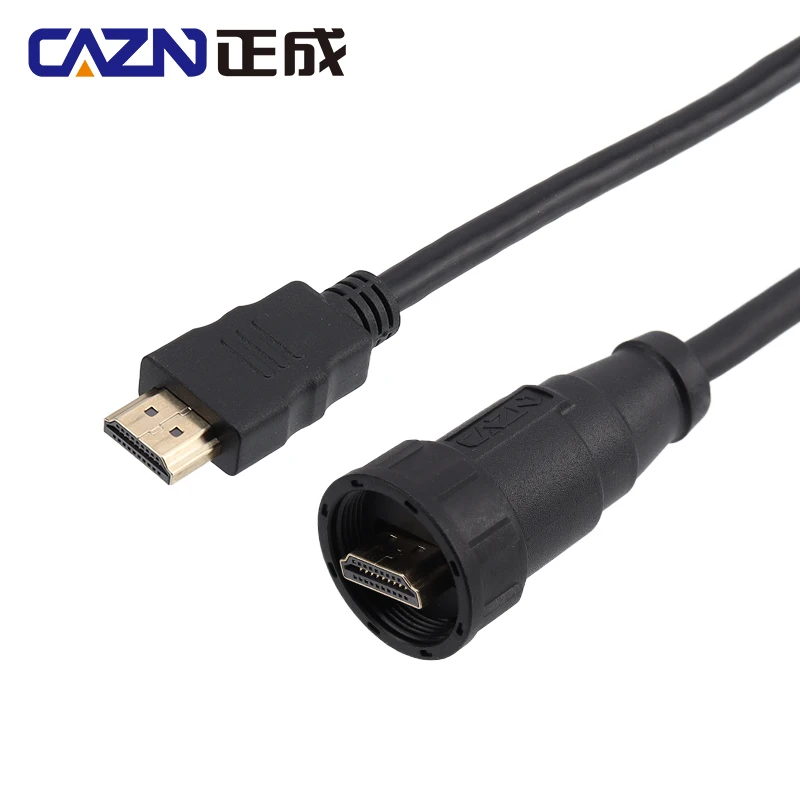 HDMI wodoodporny IP67 prosty męski na prosty męski przewód Plug gwintowany typ 4K 60HZ pozłacany certyfikat przewód o dużej prędkości HDMI