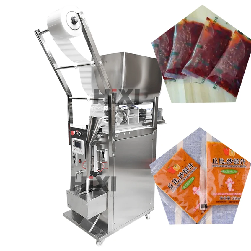 

Honey/Hot Sauce Sachet Filling Machine 3 Sides Sealing Machine 5-500ml Horizontal Jam Paste Filling Machine with Eye Senor