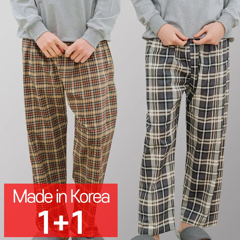 [CALL RA S](1+1 2 pieces) Men's check pajamas/olechekeu+dabeuchekeu/Korean domestic/special cotton/pajamas  //night wear/sleepwear/couple pajamas