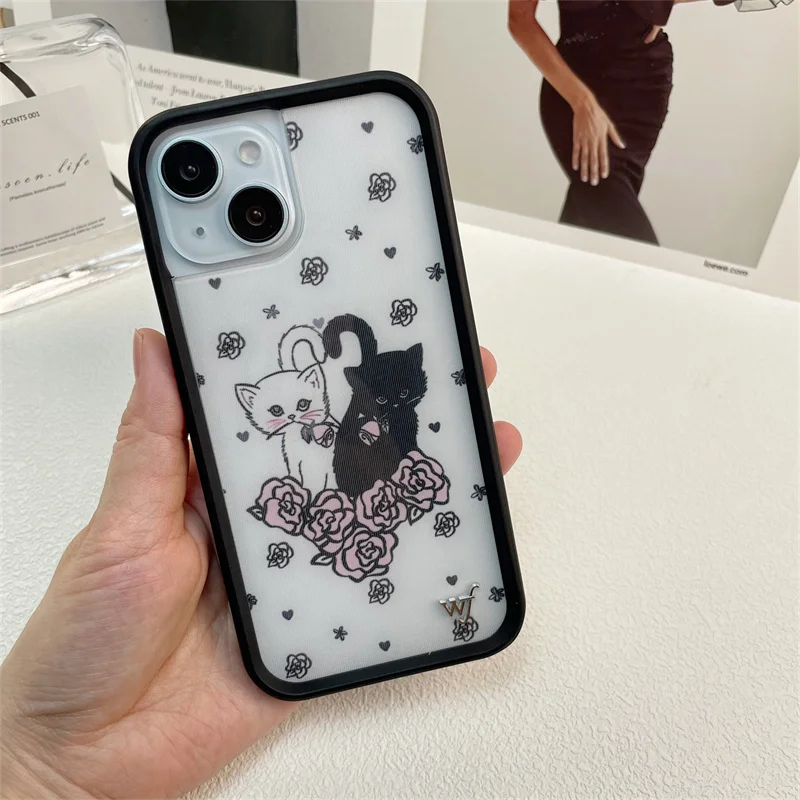 Wildflower fashion cute cartoon for iPhone12 13Pro phone case 14plus Cat 15plus WF14 15promax all-inclusive fall protection case