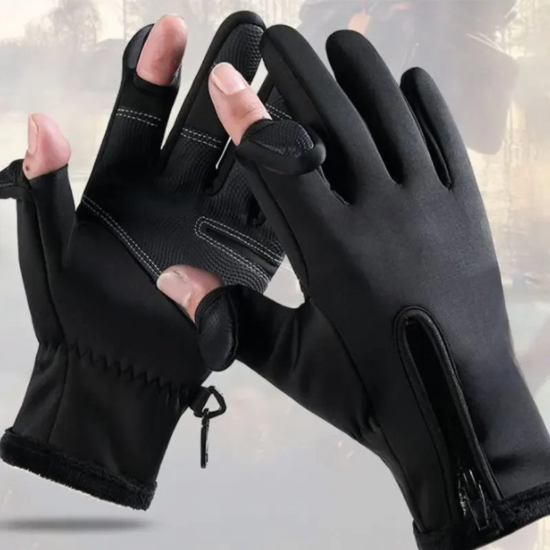 AliExpress SAFENH Winter Fishing Gloves 2 Finger Flip Waterproof Windproof Cycling Angling Gloves Warm Protection Fish