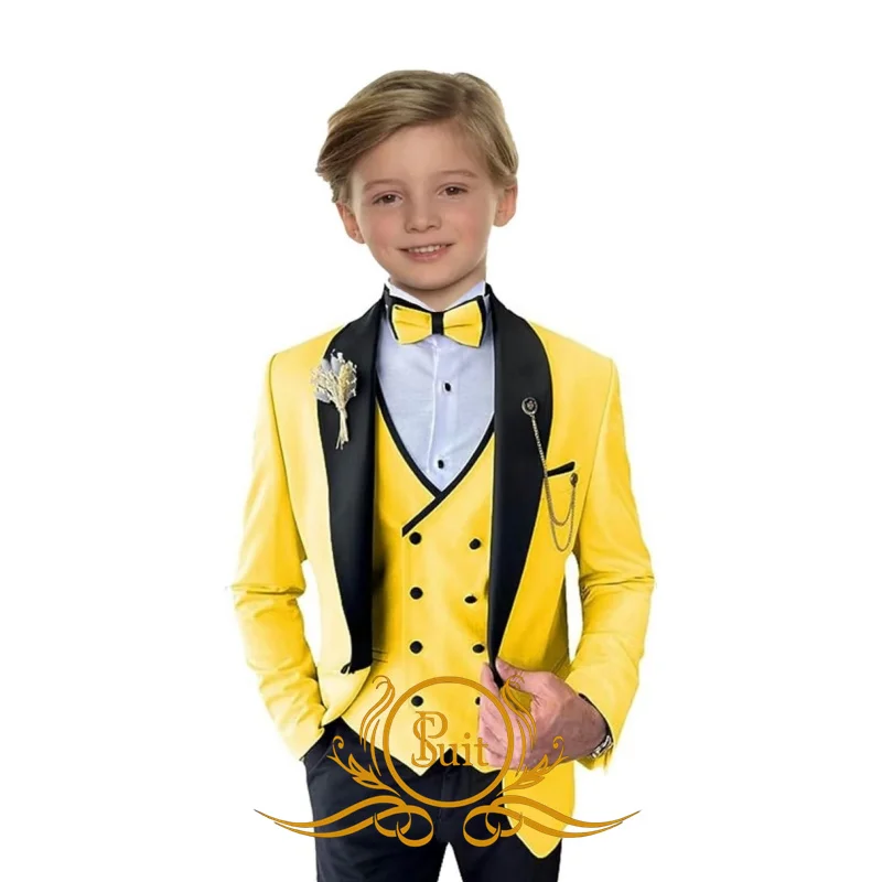 

Boys Suit Wedding Tuxedo 4-piece Jacket Pants Vest Tie Set Kids Slim Fit Outfit Formal Party Clothes