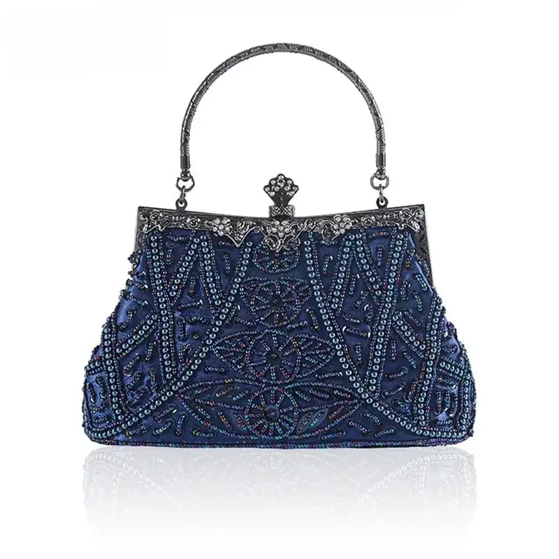 Vintage Handbag Female Luxury Evening Bags Dark Blue Party Purses And Handbags Designer Womens Clutch Crossbody Bags Sac A Main — zdjęcie 2