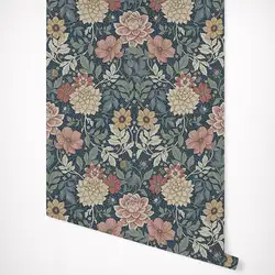 Dahlia Garden Wallpaper, Floral Wallpaper with Large flowers, Scandinavian country style Wallpaper with Blossom