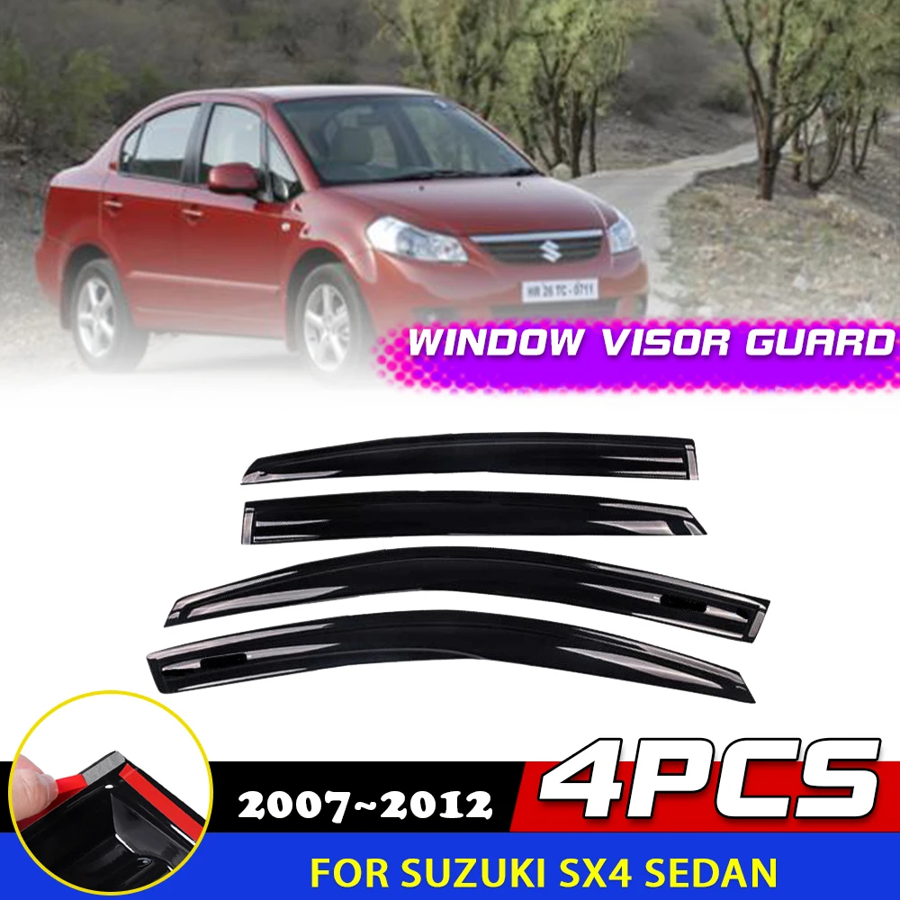 

Козырек Оконный Для Suzuki SX4 Sedan GY EY RW 2007 ~ 2012 2008,2009 2010 2011 защита от дыма на дверь, навес от солнца, дождя, аксессуары для бровей