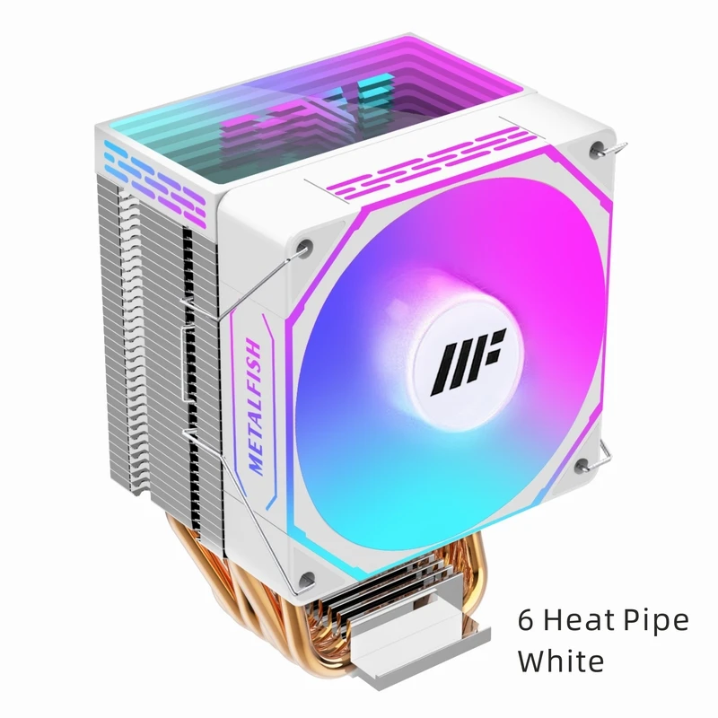 METALFISH CPU Cooler PC Radiador Branco 4PIN PWM Ventilador ARGB Silencioso Para Intel 1700 1200 1150 1155 1156 1366 2011 AM5 AM4 AM3 x99 x79