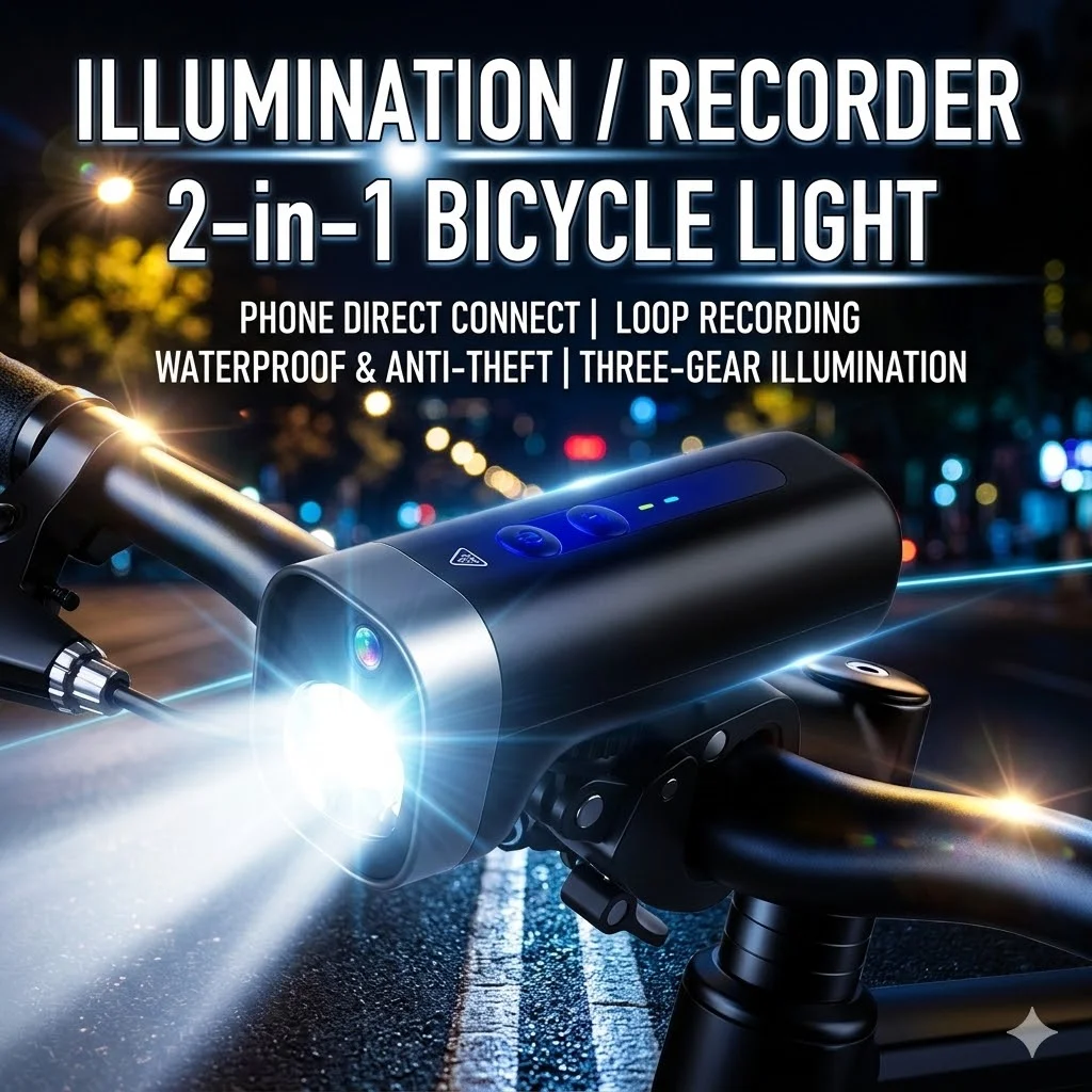 

4K GPS Bicycle Camera with Headlight Cycling Computer & Speedometer Sport Action DV, APP Control, IP64 Waterproof WiFi Connect