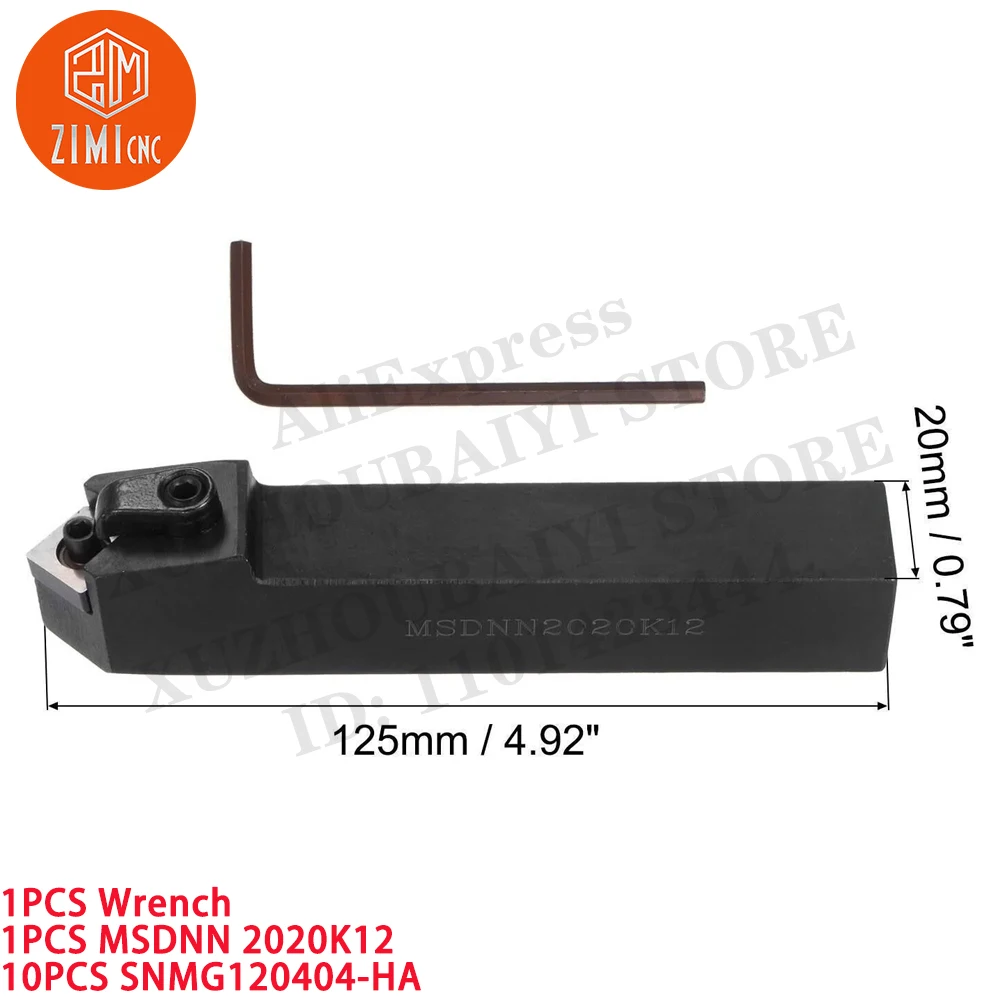 1 unidad MSDNN2020K12. Portaherramientas de torneado de torno + 10PCS SNMG120404-HA Insertos de carburo herramientas CNC torno de metal mecánico herramientas de corte