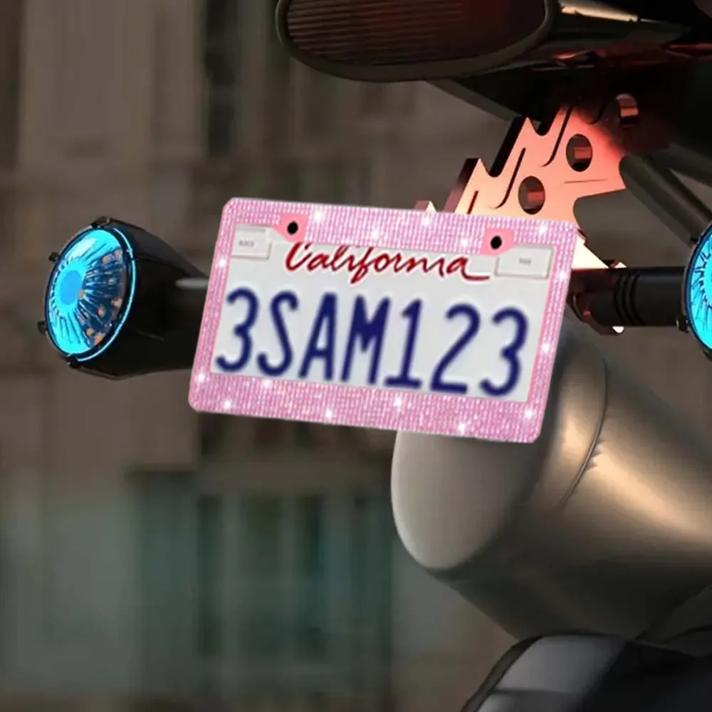 1-2 قطعة فلاش إطار لوحة الرخصة الكريستال البلاستيك لوحة ترخيص غطاء إطاري العالمي للدراجات النارية لوحة ترخيص الملحقات