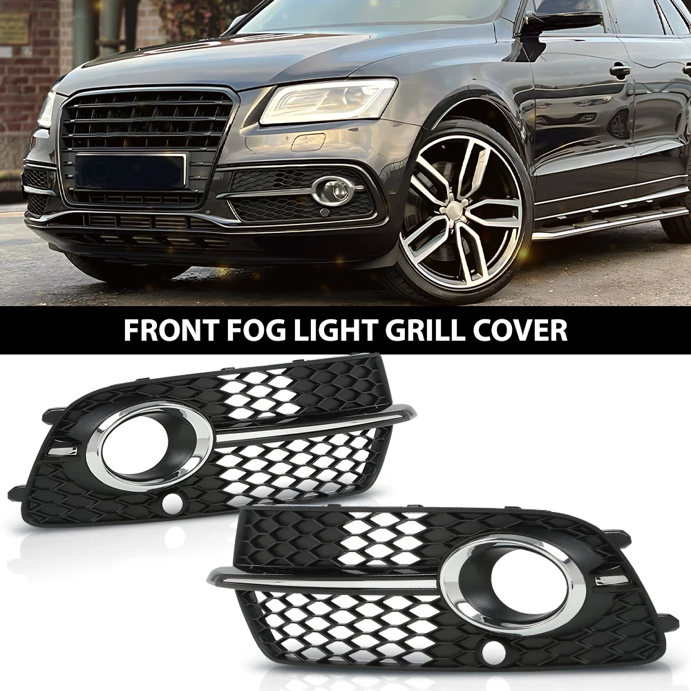 

Front Bumper Fog Light Grill Grille Fit for Audi Q5 S-Line/ Sq5 2013-2017 Honeycomb Silver Trim Decor Strong Durable Sturdy Car