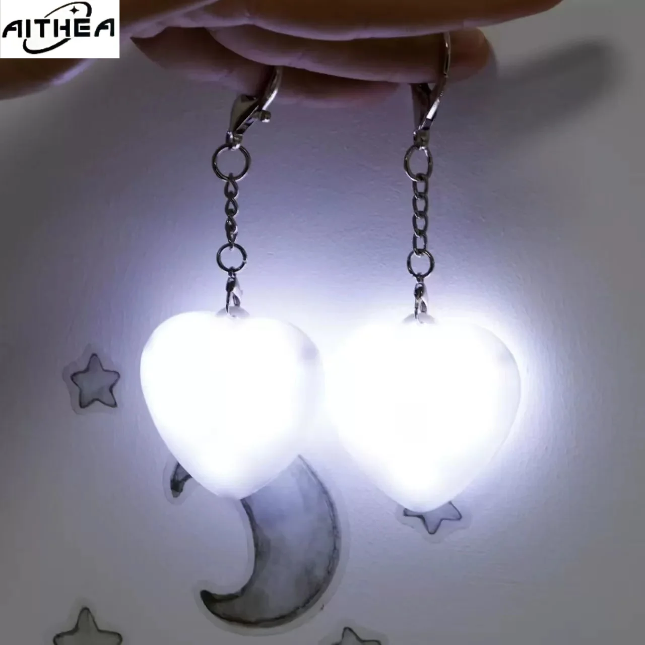 Cute Heart Cat Claw Shape Touch Sensor Glowing Light LED Automatic Sensing Purse Keychain Handbag Night Light
