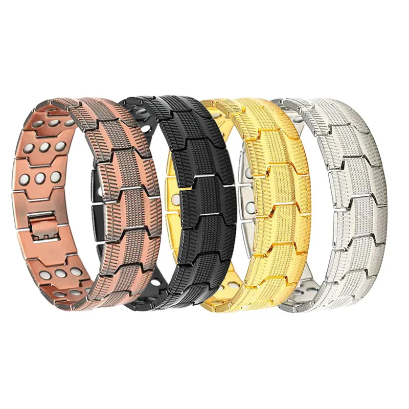 Men's Pure Copper Bracelet 3500 Gauss 3X Strongth Magnetic Therapy Link Bracelets