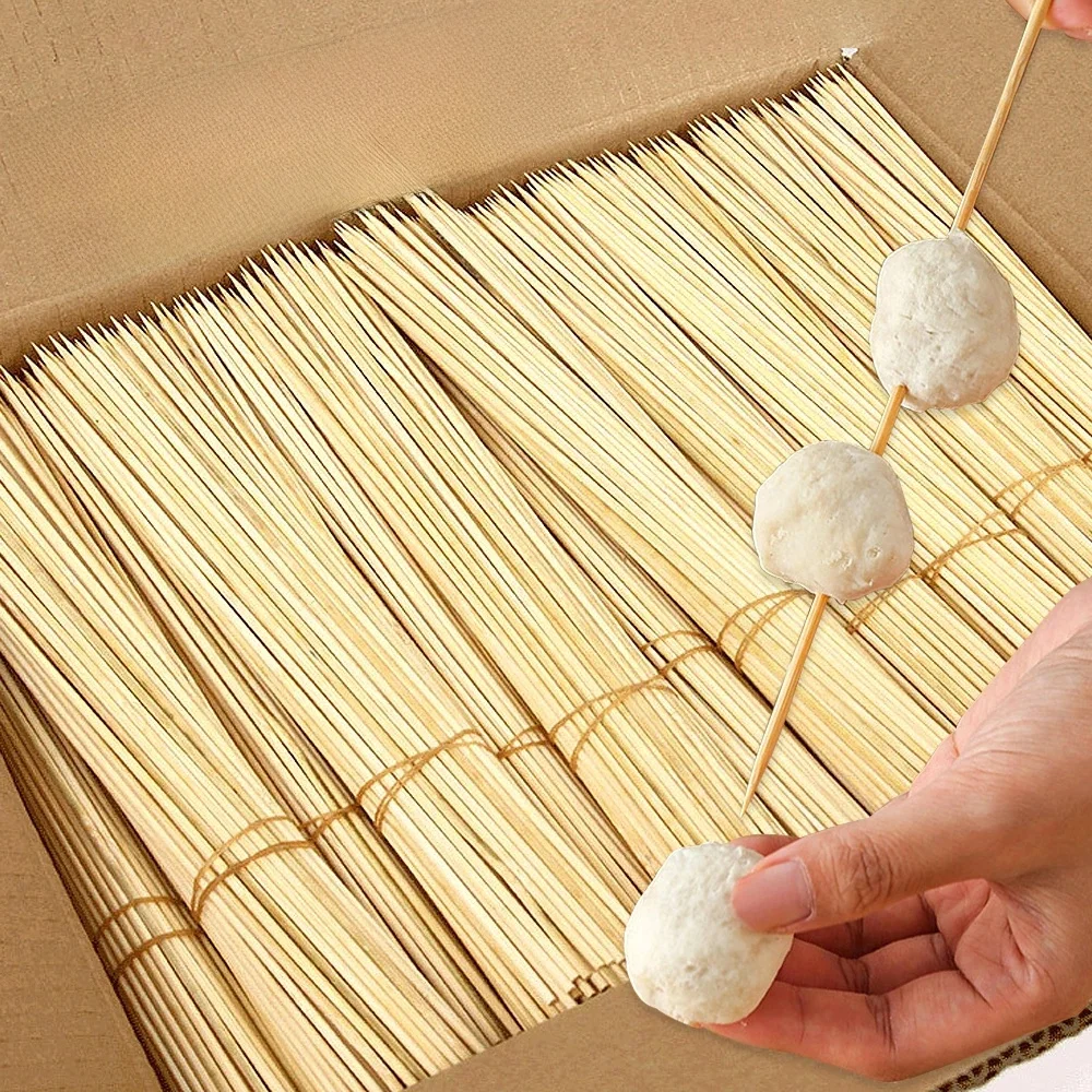 Bâtonnets de brochettes en bambou de qualité alimentaire, 90 pièces, bâton Long jetable en bois naturel pour Barbecue, outils de Barbecue aux fruits 15/20/25/30cm
