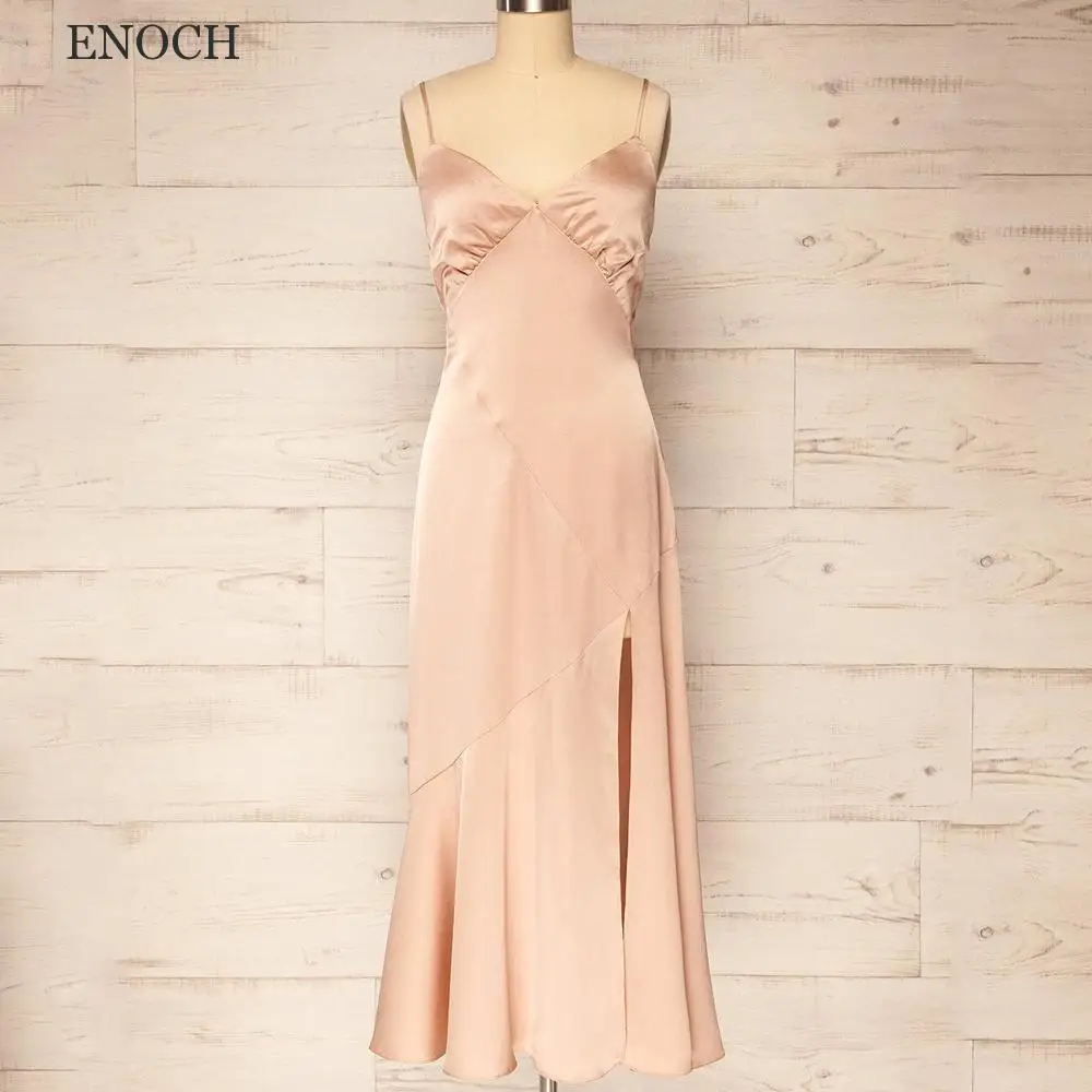 ENOCH-Vestidos De dama De honor sencillos con cuello en V para mujer, Vestidos De fiesta sin mangas con Espalda descubierta, Vestidos De Gala hechos a medida