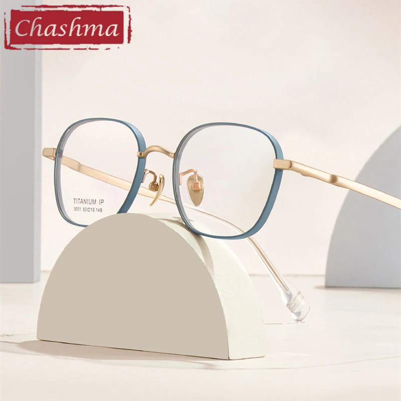 

Chashma Prescription Glasses Women Pure Titanium Retro Square Eyeglasses Frames Eyewear Optical Lenses for Men Spectacles