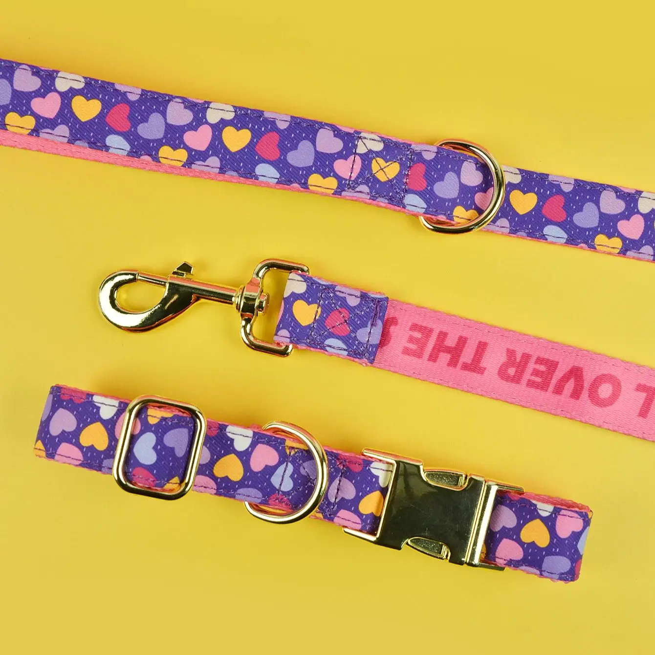 Luxury Brand Summer Colorful Season Adjutable Dog Collar And Leash Set For Small Medium Large Dogs