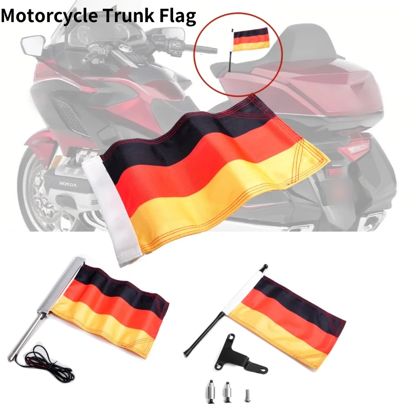 

Panical Motorcycle Trunk Germany Flag Pole Rear Side Mount Luggage Rack Flag Pole For Honda Gold Wing GL1800 Tuor Dct 2018-2024