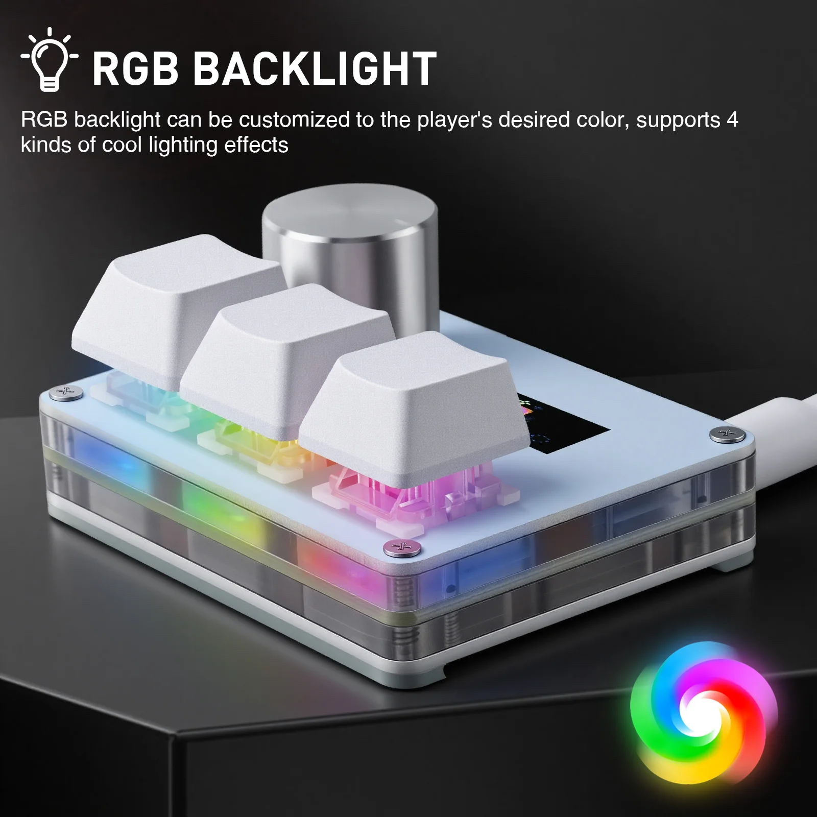 Teclado SayoDevice OSU O3C con interruptores magnéticos de respuesta rápida, interruptores Gateron KS-20 blancos con perilla, copiar, pegar, atajo de pantalla