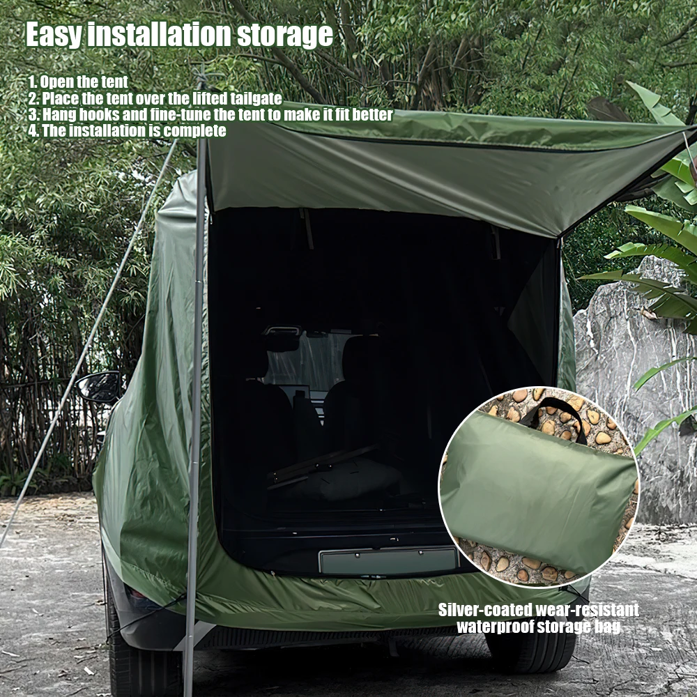 Tar car tent, Rear car extension tent, sun and rain of, Simple motorhome for Selfdrive, travel, barbecue, camping,hiking