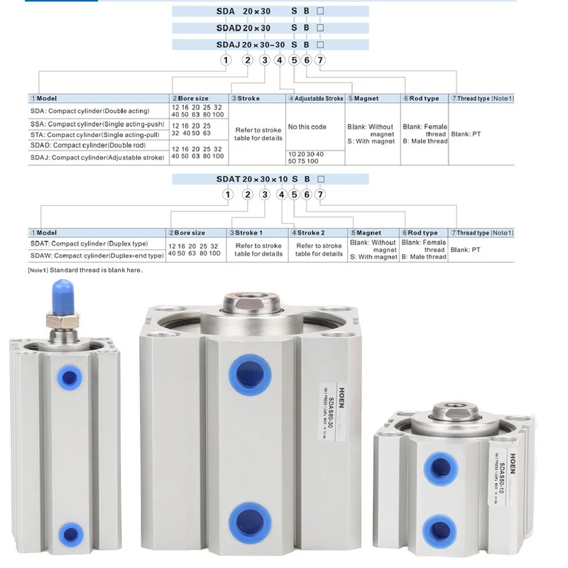 STA-S Single Action Pull Single Rod Compact Air Pneumatic Cylinder STA-12/16/20/25/32/40/50/63-5/10/15/20/25/30/35/40/45/50/60