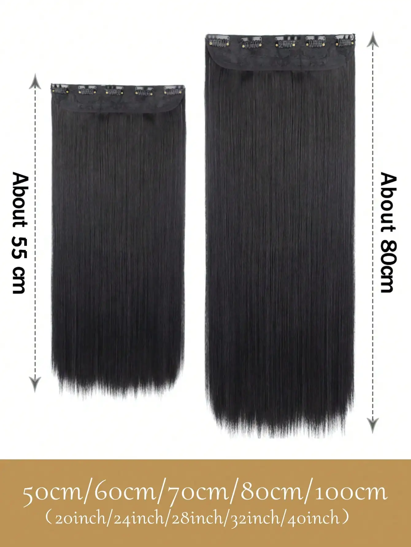 OLACARE Long Synthetic Straight Hair Extension Clip In One Piece 5 Clips False Blonde Hair Black Brown Heat Resistant Fake Hair