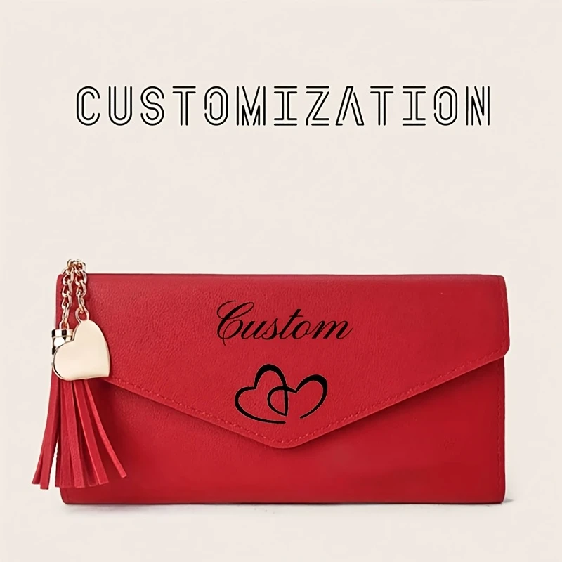 ersonalized Name Women's Wallet - Tri-Fold Handbag with Tassel Charm & Snap Closure, Custom Initials/Name Suitable for Birthdays view 3