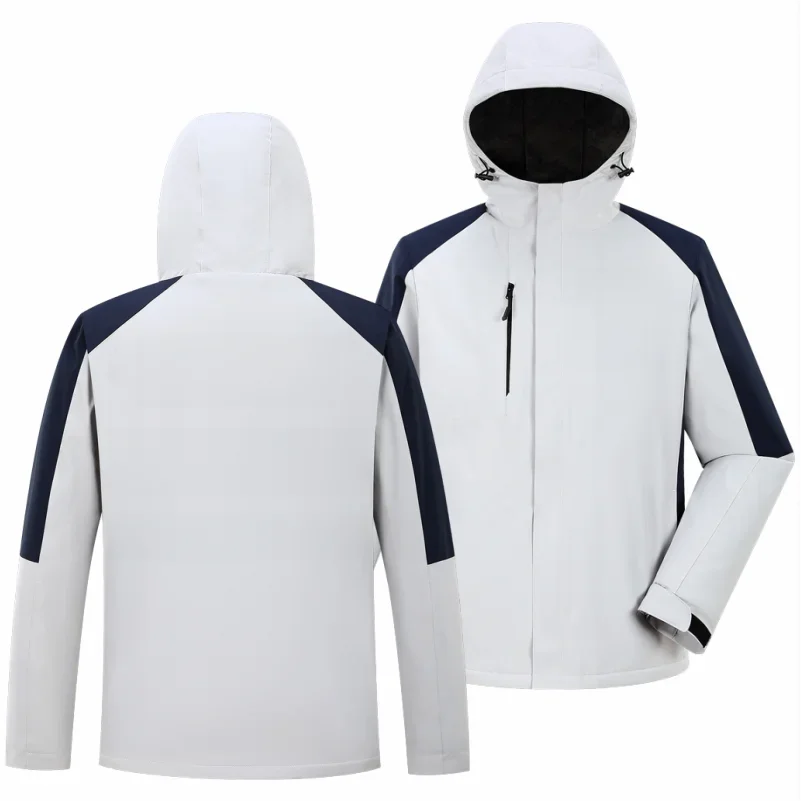Winter casual jas aangepast bedrijf merklogo plus fluwelen warme jas borduurwerk ontwerp team hoodie jas print tekstpatroon - afbeelding 2