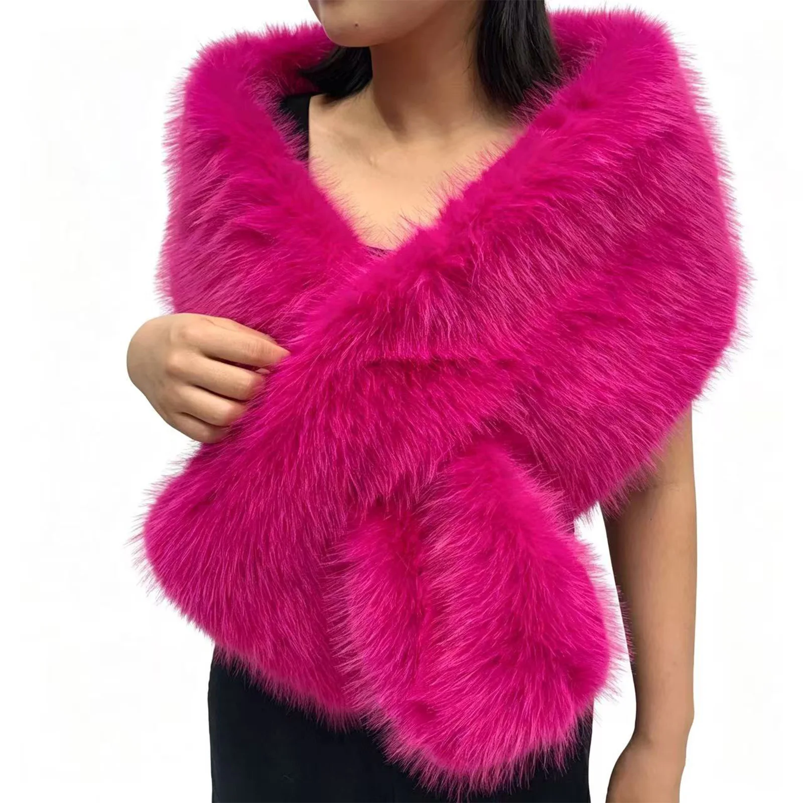 Faux Fox Fur Jackets For Women Wedding Wrap Shawl Bridal Bride Bolero Party Dress Cover-Up Stole Cape Accessory Shrug Stock
