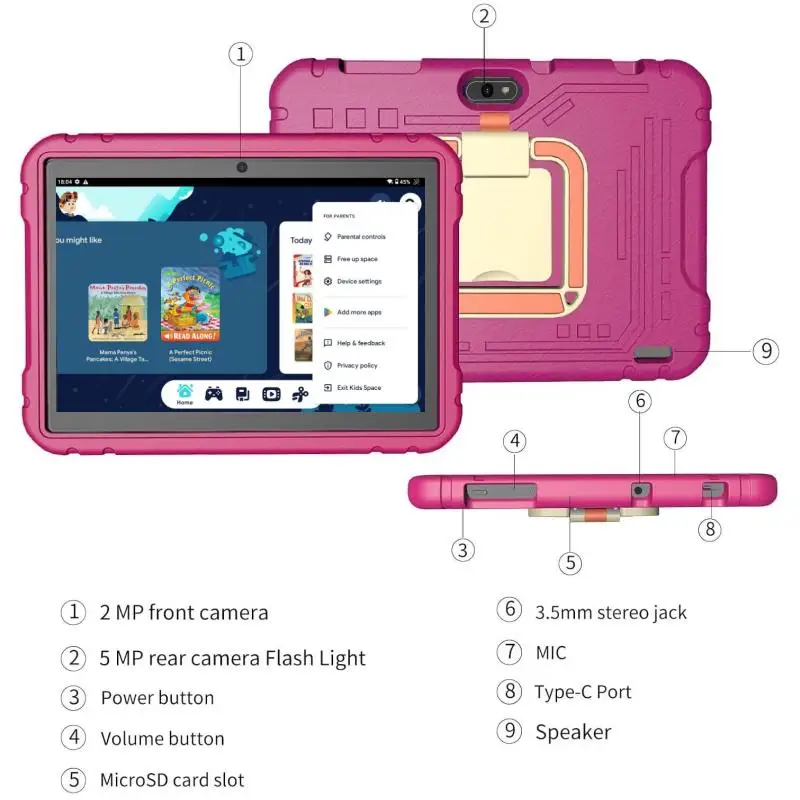 J12 10.1“ Android 13 Tablet PC Allwinner A523 Octa-core 4GB RAM 64GB ROM 1280 X 800 IPS Dual Camera 6000mAh Gift Stand Silicone