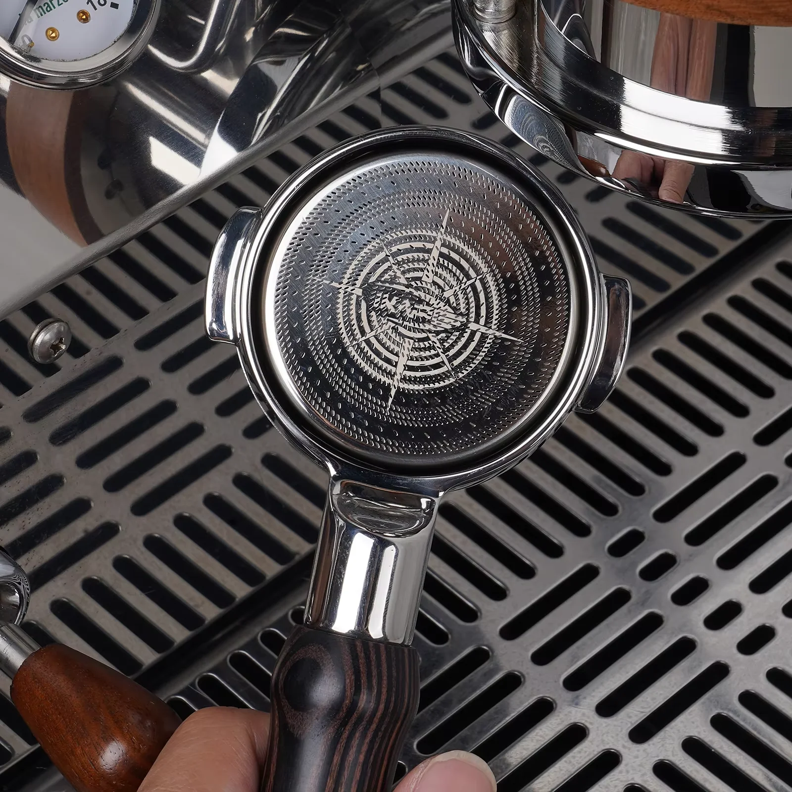 IKAPE Precision High Extraction Espresso Filter Basket - Clockwork, Stainless Steel Filter Basket for Bottomless Portafilter