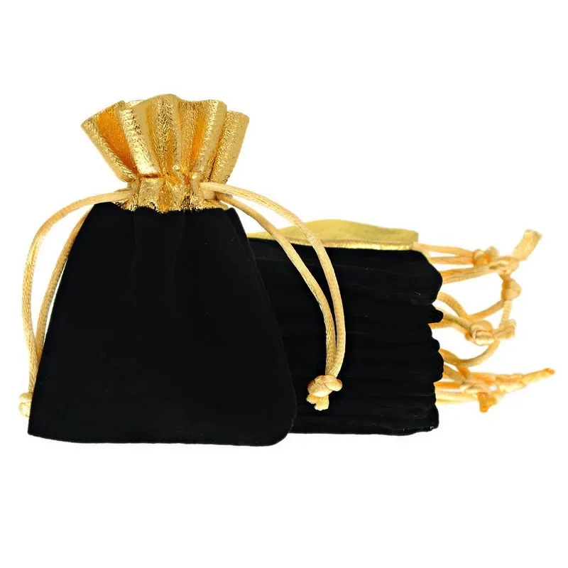 100 Stuks Fluwelen Sieraden Tassen 10X12Cm Zwart/Rood Kerstfeest Bruiloft Gunst Cadeau Tas Goedkope Trekkoord Zakjes Kan Aangepast Logo - afbeelding 2